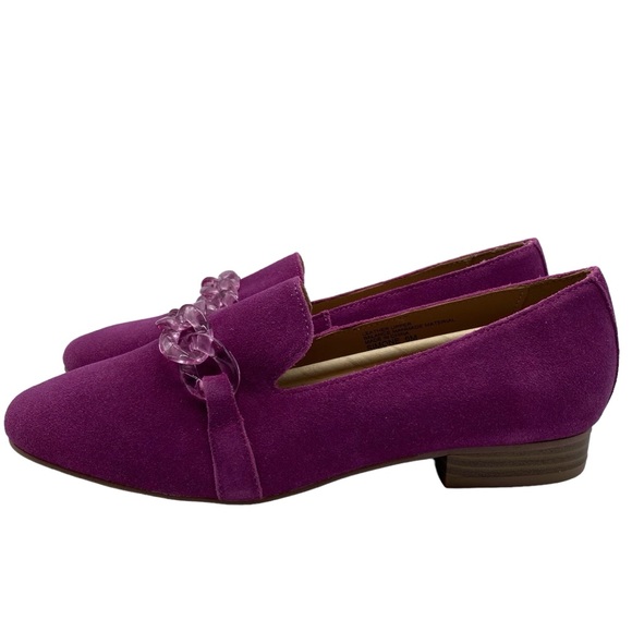 Violet & Red Leather Loafers Simone Fuschia Pink Leather Suede Slip On Size 6 - Picture 2 of 11